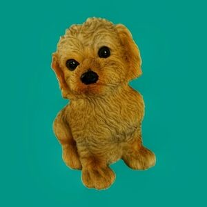 Vintage Adorable Goldendoodle Puppy Dog Wind-up Musical Figurine